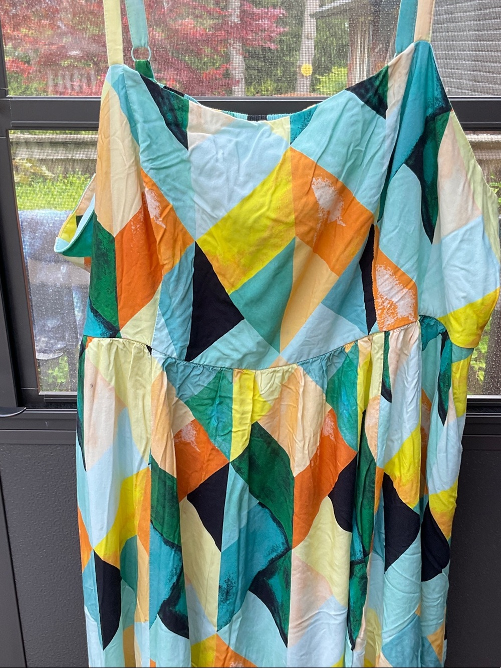 torrid Geometric Midi Dress in Aqua, Yellow, Orange & Green - Picture 2 of 6